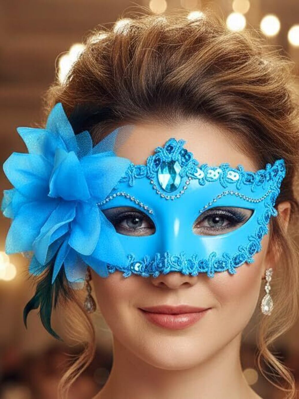 6751 Black Masquerade Mask Flower Venetian Ball Masks Lace Mardi Gras